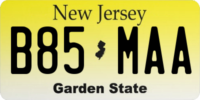 NJ license plate B85MAA