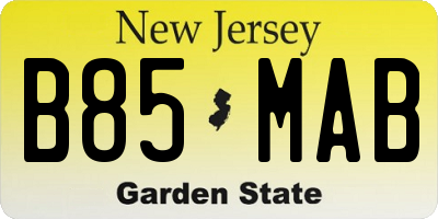 NJ license plate B85MAB