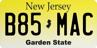 NJ license plate B85MAC