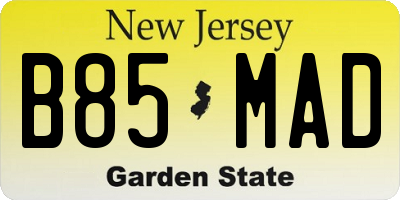 NJ license plate B85MAD