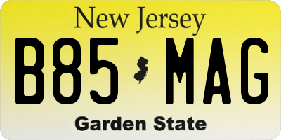 NJ license plate B85MAG