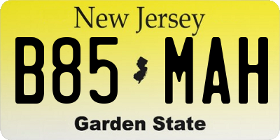 NJ license plate B85MAH