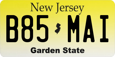 NJ license plate B85MAI