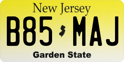 NJ license plate B85MAJ