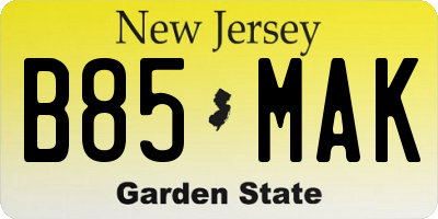 NJ license plate B85MAK
