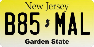 NJ license plate B85MAL