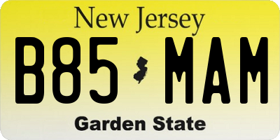 NJ license plate B85MAM