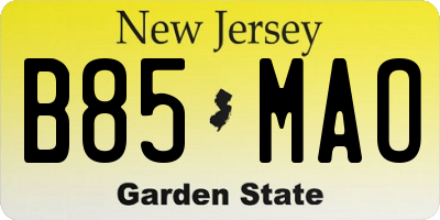 NJ license plate B85MAO
