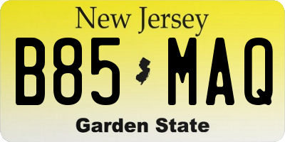 NJ license plate B85MAQ