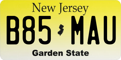 NJ license plate B85MAU
