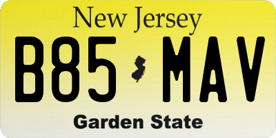 NJ license plate B85MAV