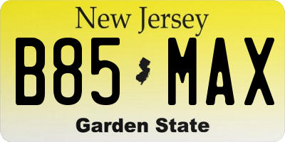 NJ license plate B85MAX