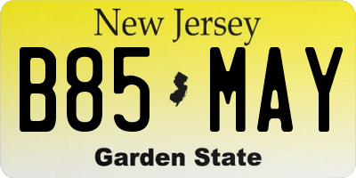 NJ license plate B85MAY