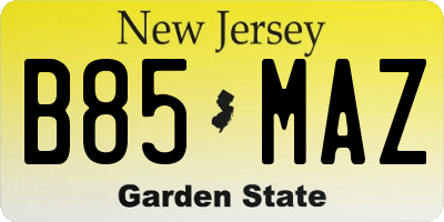 NJ license plate B85MAZ