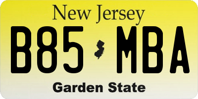 NJ license plate B85MBA