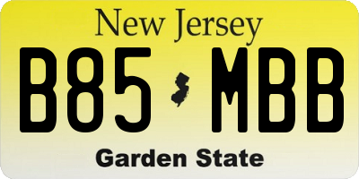 NJ license plate B85MBB