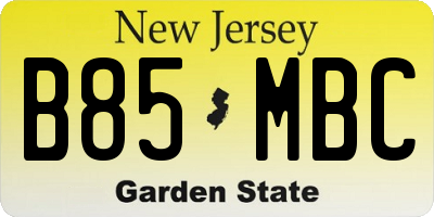 NJ license plate B85MBC