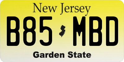 NJ license plate B85MBD