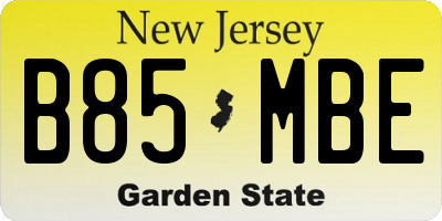 NJ license plate B85MBE
