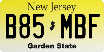 NJ license plate B85MBF