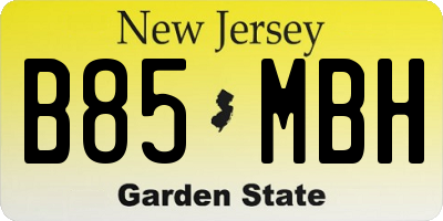 NJ license plate B85MBH