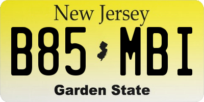 NJ license plate B85MBI