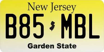 NJ license plate B85MBL