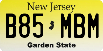 NJ license plate B85MBM