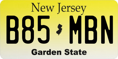 NJ license plate B85MBN