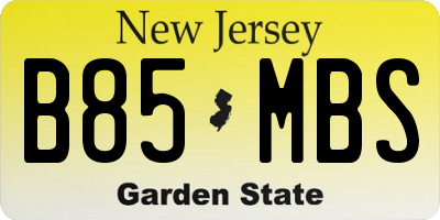 NJ license plate B85MBS