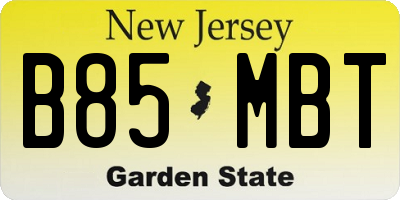 NJ license plate B85MBT