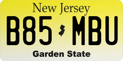 NJ license plate B85MBU