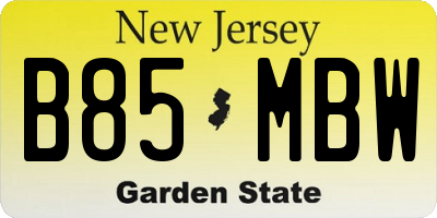 NJ license plate B85MBW