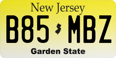 NJ license plate B85MBZ