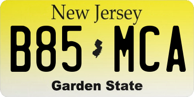 NJ license plate B85MCA