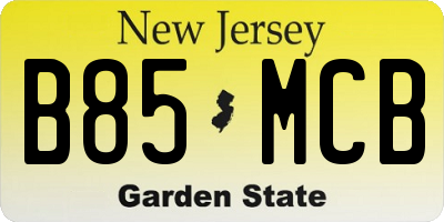 NJ license plate B85MCB