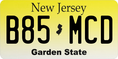 NJ license plate B85MCD