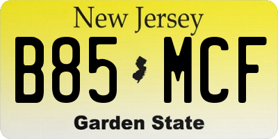 NJ license plate B85MCF