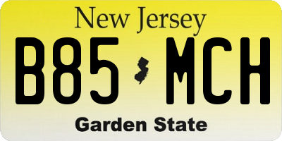 NJ license plate B85MCH