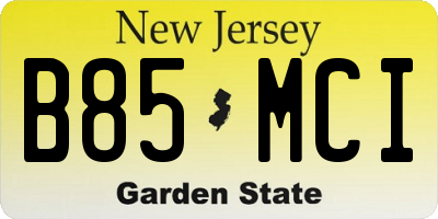 NJ license plate B85MCI