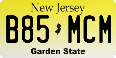 NJ license plate B85MCM