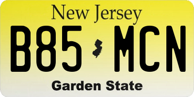 NJ license plate B85MCN