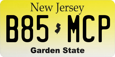 NJ license plate B85MCP