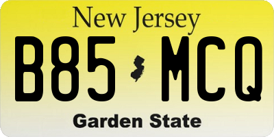 NJ license plate B85MCQ