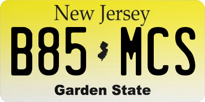 NJ license plate B85MCS