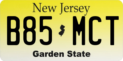 NJ license plate B85MCT