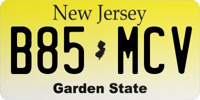 NJ license plate B85MCV