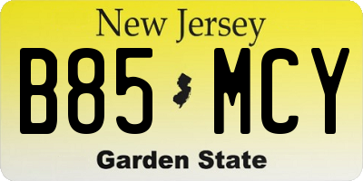 NJ license plate B85MCY