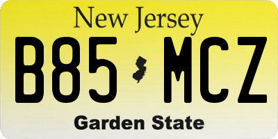 NJ license plate B85MCZ