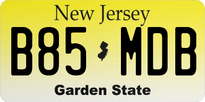 NJ license plate B85MDB